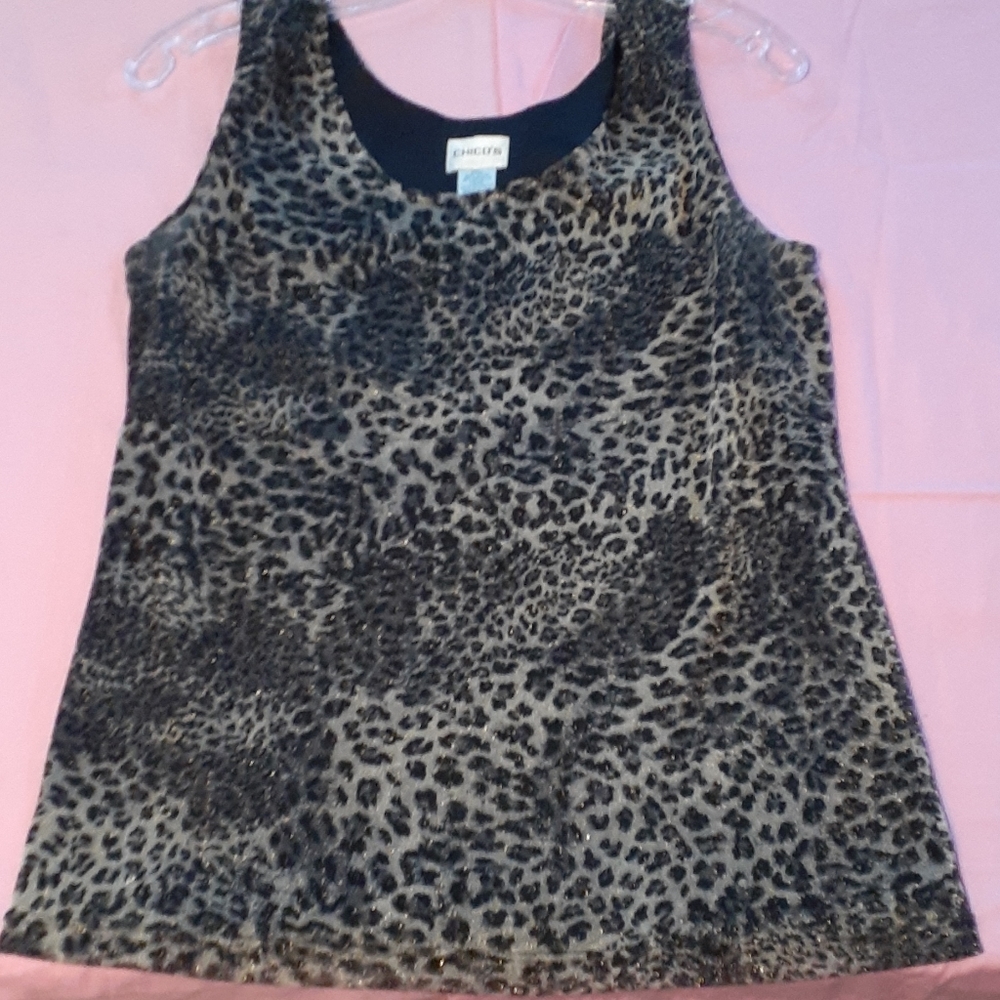 Chico's Black Cheetah Print Dress Shirt